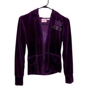 VTG- Juicy Couture- FLAWED- Velvet Purple Hooded Zip-up size large